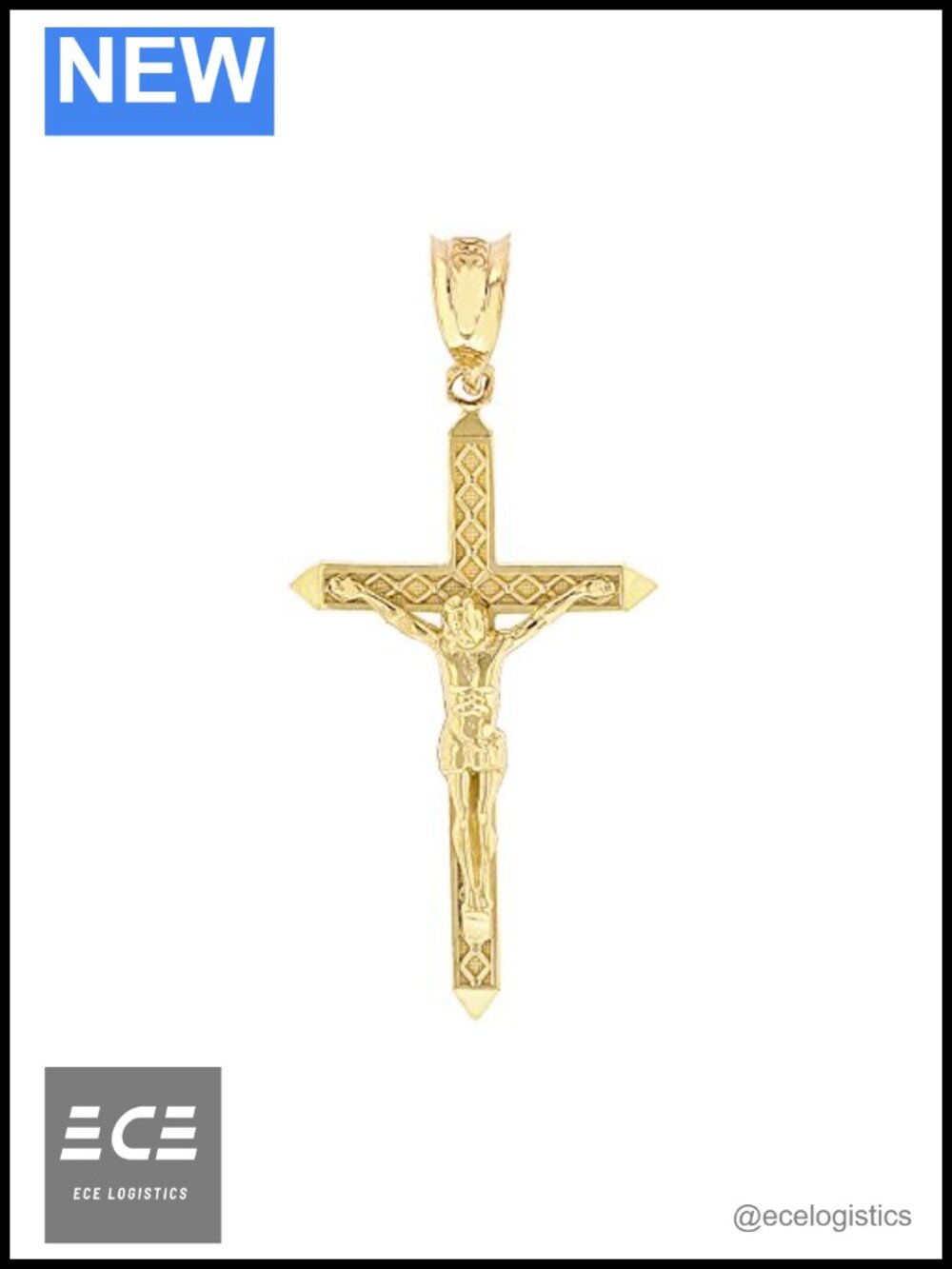 10K Yellow Gold Crucifix Cross Charm Pendant 1.23in Unisex